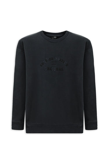  Orta Antrasit Bisiklet Yaka Oversize Ekstra Rahat Kesim Nakış Desenli Pamuk Sweatshırt