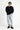 Siyah Bisiklet Yaka Loose Fit Desenli Pamuklu Sweatshirt