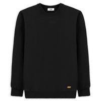 Siyah Bisiklet Yaka Regular Fit Pamuklu Basic Sweatshirt