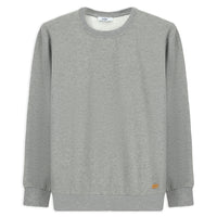 Orta Gri Melanj Bisiklet Yaka Regular Fit Pamuklu Basic Sweatshirt