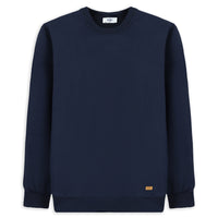 Koyu Lacivert Bisiklet Yaka Regular Fit Pamuklu Basic Sweatshirt