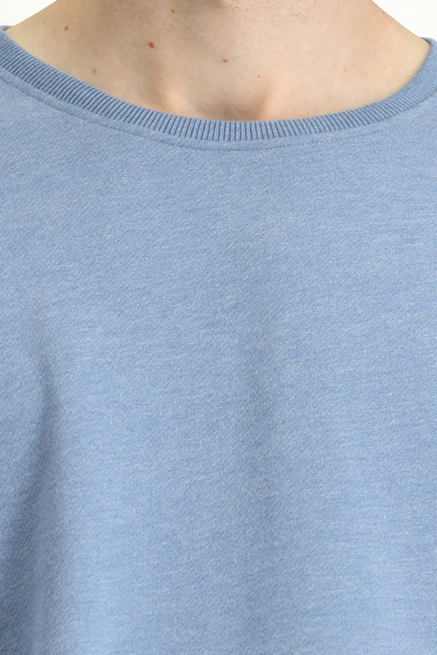 Havacı Mavi Bisiklet Yaka Regular Fit Pamuklu Basic Sweatshirt