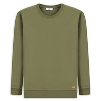 Orta Haki Bisiklet Yaka Regular Fit Pamuklu Basic Sweatshirt