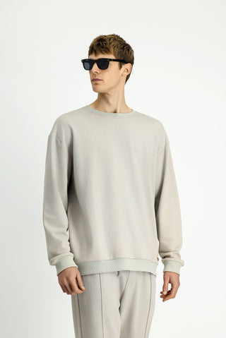 Taş Bisiklet Yaka Regular Fit Pamuklu Sweatshirt