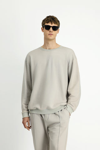  Taş Bisiklet Yaka Regular Fit Pamuklu Sweatshirt