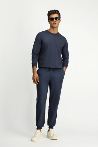  Koyu Füme Bisiklet Yaka Regular Fit Baskılı Pamuklu Sweatshirt