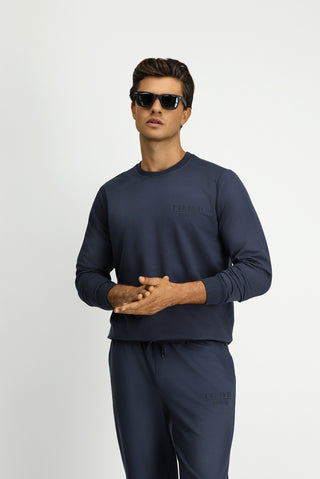  Koyu Füme Bisiklet Yaka Regular Fit Baskılı Pamuklu Sweatshirt