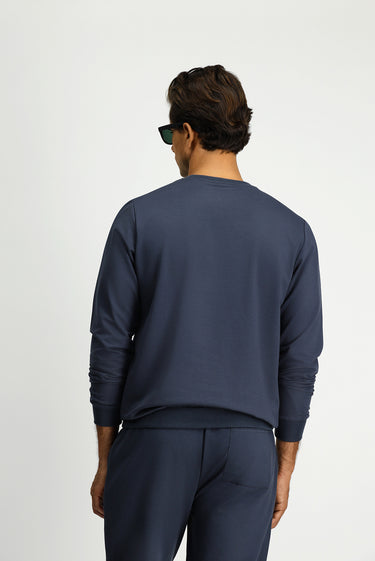 Koyu Füme Bisiklet Yaka Regular Fit Baskılı Pamuklu Sweatshirt