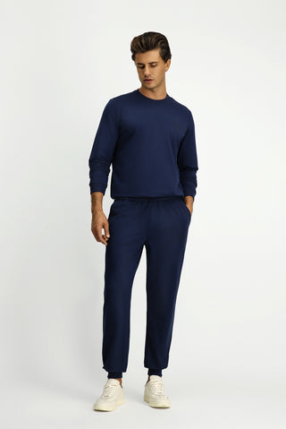  İndigo Bisiklet Yaka Regular Fit Baskılı Pamuklu Sweatshirt