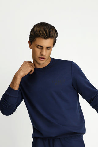  İndigo Bisiklet Yaka Regular Fit Baskılı Pamuklu Sweatshirt