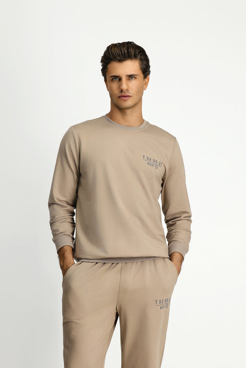 Orta Vizon Bisiklet Yaka Regular Fit Baskılı Pamuklu Sweatshirt