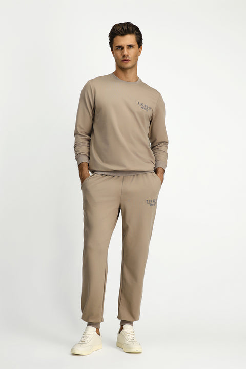 Orta Vizon Bisiklet Yaka Regular Fit Baskılı Pamuklu Sweatshirt