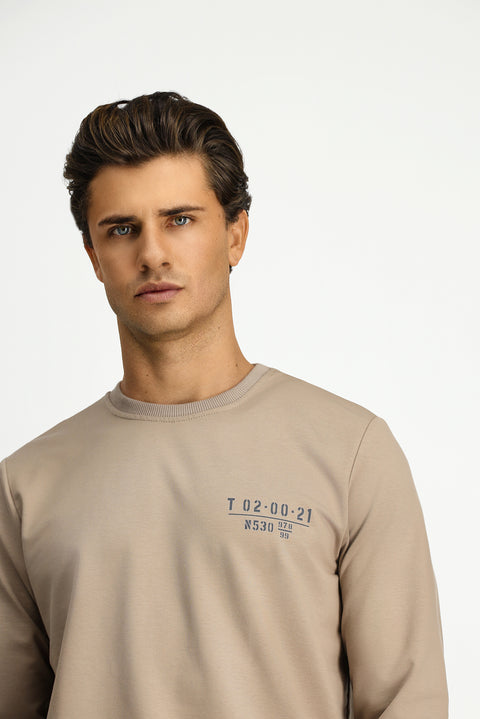 Orta Vizon Bisiklet Yaka Regular Fit Baskılı Pamuklu Sweatshirt