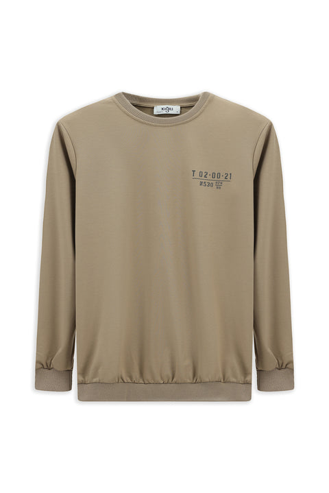 Orta Vizon Bisiklet Yaka Regular Fit Baskılı Pamuklu Sweatshirt