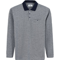 Açık Lacivert Polo Yaka Regular Fit Desenli Cepli Pamuk Sweatshirt