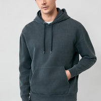 Orta Antrasit Kapüşonlu Oversize Ekstra Rahat Kesim Pamuk Sweatshirt