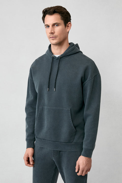 Orta Antrasit Kapüşonlu Oversize Ekstra Rahat Kesim Pamuk Sweatshirt