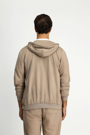 Orta Vizon Kapüşonlu Regular Fit Fermuarlı Baskılı Pamuklu Sweatshirt