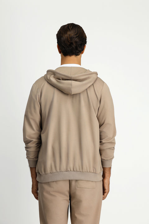 Orta Vizon Kapüşonlu Regular Fit Fermuarlı Baskılı Pamuklu Sweatshirt