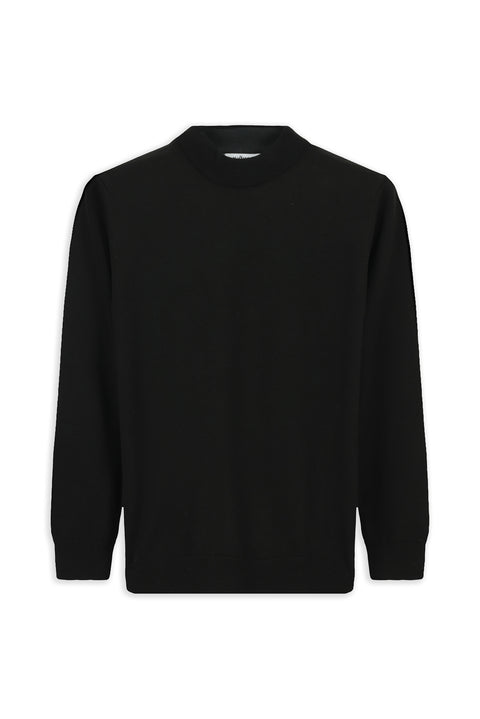 Siyah Yarım Balıkçı Yaka Regular Fit Pamuklu Örme Triko Kazak