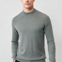 Orta Gri Yarım Balıkçı Yaka Regular Fit Pamuklu Örme Triko Kazak