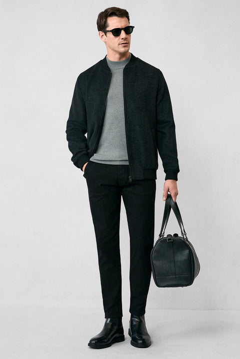 Orta Gri Yarım Balıkçı Yaka Regular Fit Pamuklu Örme Triko Kazak