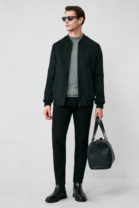 Orta Gri Yarım Balıkçı Yaka Regular Fit Pamuklu Örme Triko Kazak