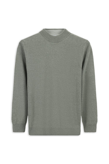 Orta Gri Yarım Balıkçı Yaka Regular Fit Pamuklu Örme Triko Kazak