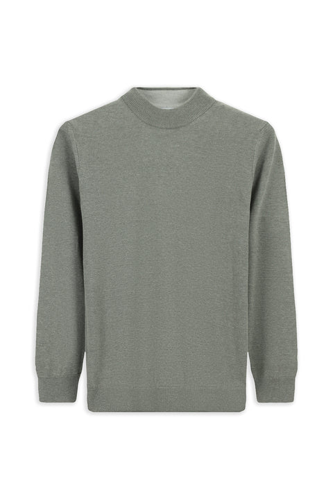 Orta Gri Yarım Balıkçı Yaka Regular Fit Pamuklu Örme Triko Kazak