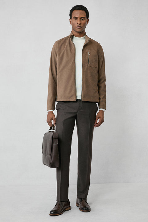 Ekru Yarım Balıkçı Yaka Regular Fit Pamuklu Örme Triko Kazak