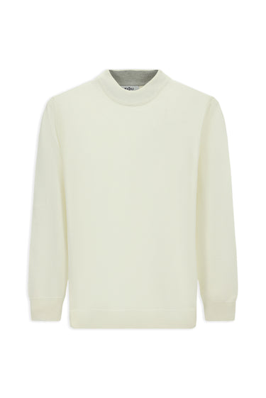 Ekru Yarım Balıkçı Yaka Regular Fit Pamuklu Örme Triko Kazak