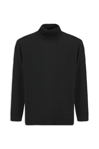  Siyah Balıkçı Yaka Regular Fit Pamuklu Örme Triko Kazak