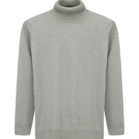 Açık Gri Balıkçı Yaka Regular Fit Pamuklu Örme Triko Kazak