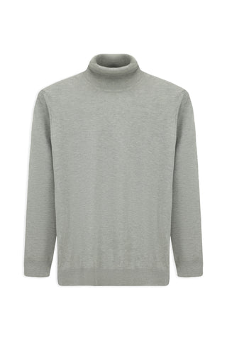  Açık Gri Balıkçı Yaka Regular Fit Pamuklu Örme Triko Kazak