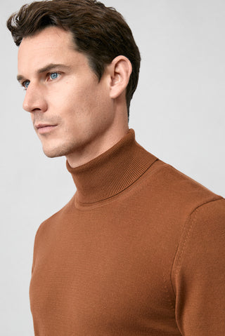  Tarçın  Balıkçı Yaka Regular Fit Pamuklu Örme Triko Kazak