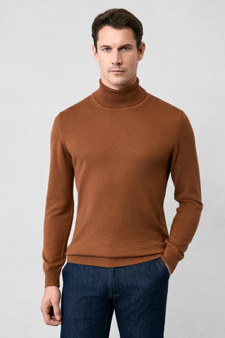  Tarçın  Balıkçı Yaka Regular Fit Pamuklu Örme Triko Kazak