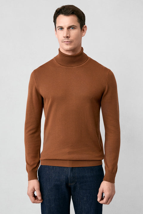 Tarçın  Balıkçı Yaka Regular Fit Pamuklu Örme Triko Kazak