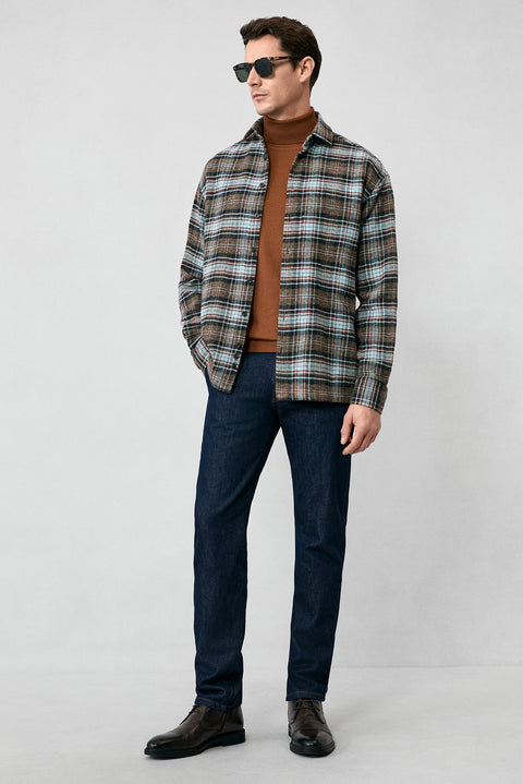 Tarçın  Balıkçı Yaka Regular Fit Pamuklu Örme Triko Kazak