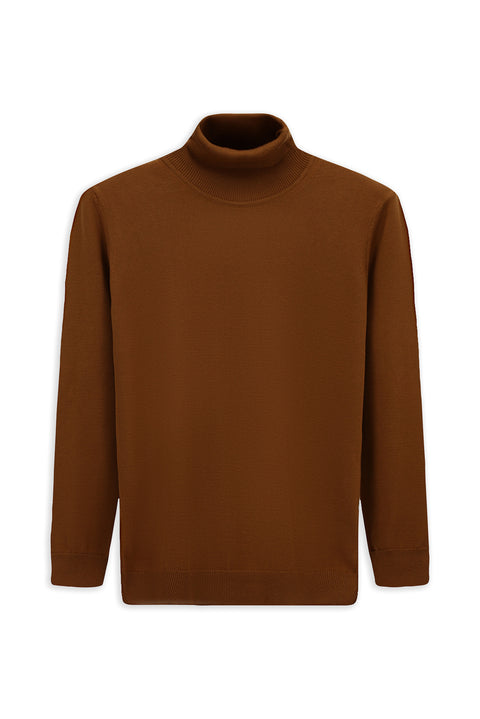 Tarçın  Balıkçı Yaka Regular Fit Pamuklu Örme Triko Kazak