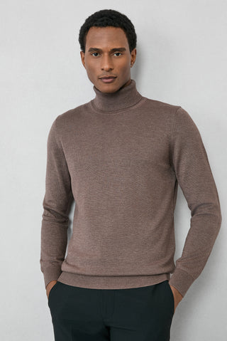  Orta Vizon Balıkçı Yaka Regular Fit Pamuklu Örme Triko Kazak