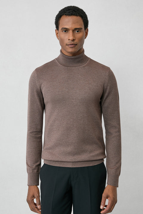 Orta Vizon Balıkçı Yaka Regular Fit Pamuklu Örme Triko Kazak