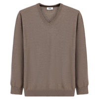 Orta Vizon V Yaka Regular Fit Pamuklu Örme Triko Kazak