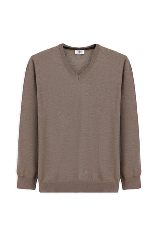  Orta Vizon V Yaka Regular Fit Pamuklu Örme Triko Kazak