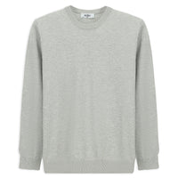 Açık Gri Bisiklet Yaka Regular Fit Pamuklu Triko Kazak