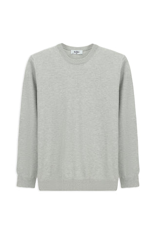  Açık Gri Bisiklet Yaka Regular Fit Pamuklu Triko Kazak