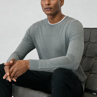 Orta Gri Bisiklet Yaka Regular Fit Pamuklu Triko Kazak