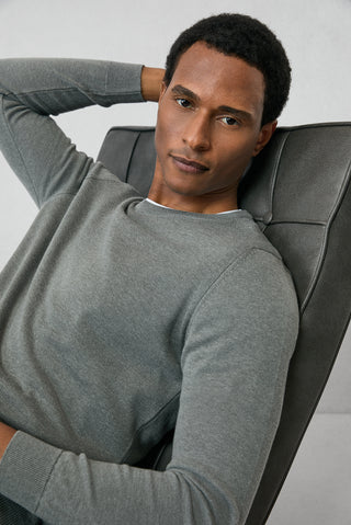  Orta Gri Bisiklet Yaka Regular Fit Pamuklu Triko Kazak