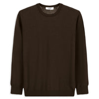 Orta Kahve Bisiklet Yaka Regular Fit Pamuklu Triko Kazak