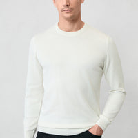 Ekru Bisiklet Yaka Regular Fit Pamuklu Triko Kazak