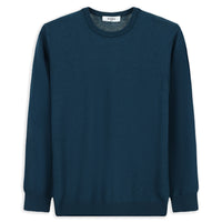 Orta Petrol Bisiklet Yaka Regular Fit Pamuklu Triko Kazak